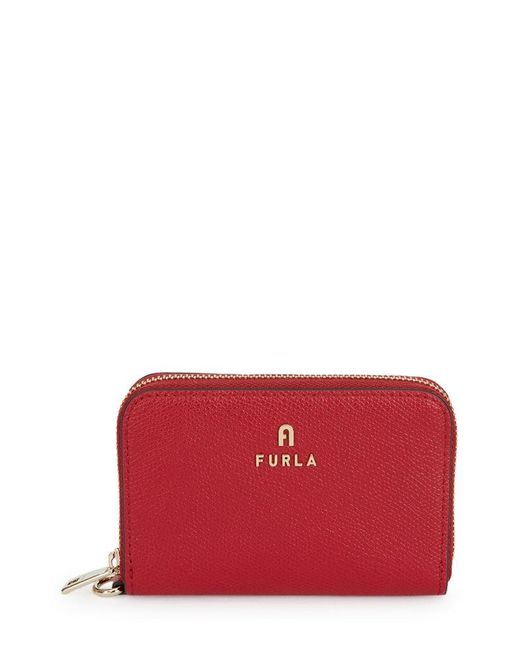Furla Red Logo Plaque Zipped Wallet