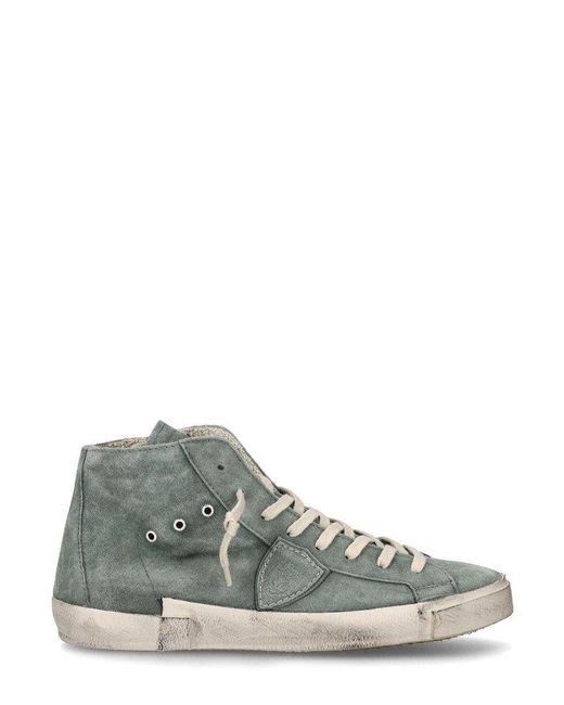 Philippe Model Green Logo-patch Lace-up Sneakers for men