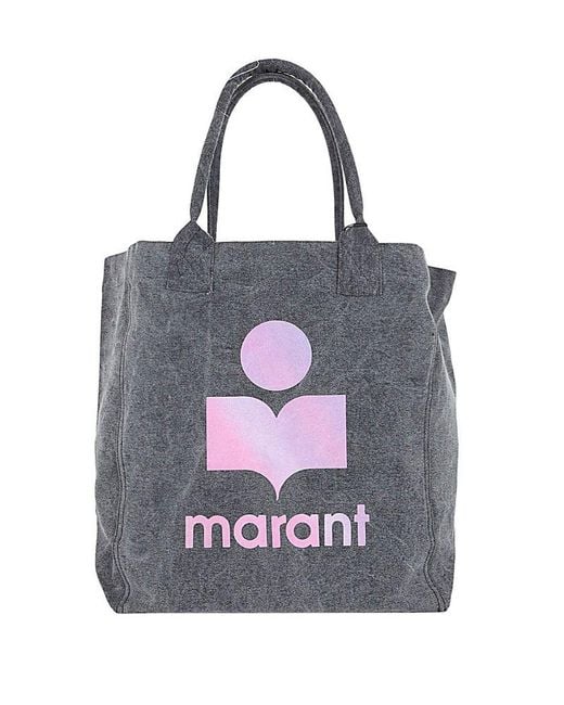 Isabel Marant Gray Yenky Logo Printed Tote Bag