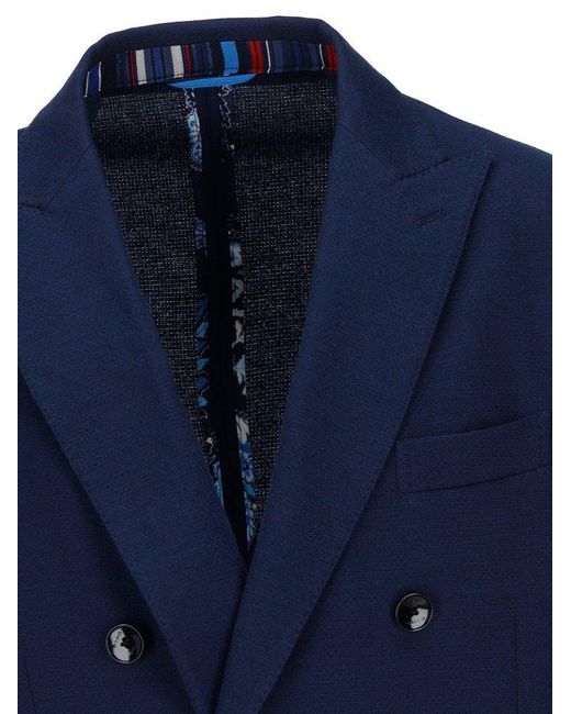 Etro Blue Double-breasted Buttoned Blazer for men