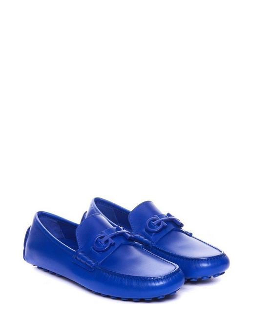 Ferragamo Blue Driver Gancini-Plaque Slip-On Loafers for men