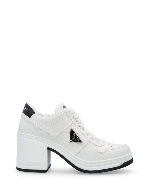PRADA＊Downtown high-heeled leather sneakers＊送料込 PRADA WOMEN DOWNTOWN HIGH-HEELED LEATHER SNEAKER 39.5 | eBay
