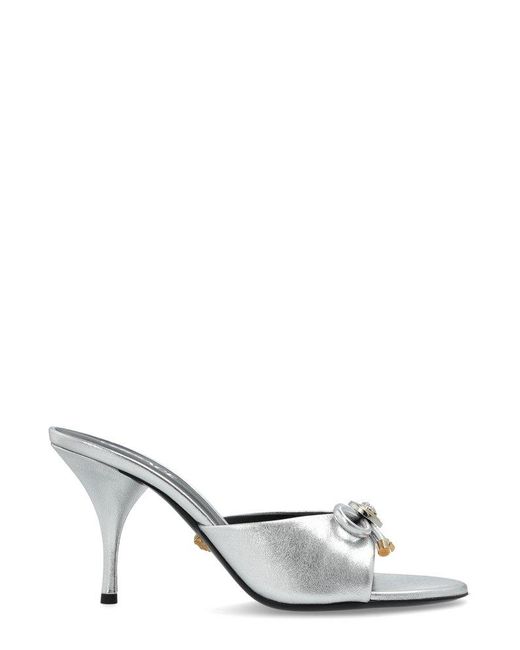 Versace White High-Heeled Slip-On Sandals