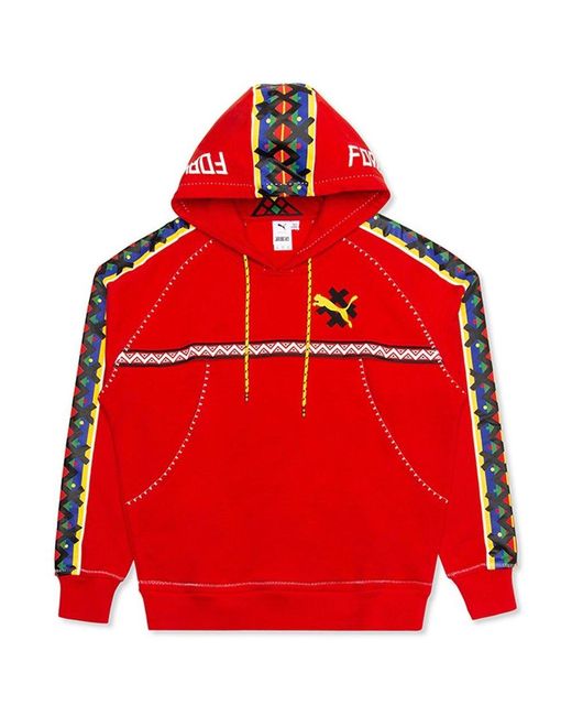 PUMA X Jahnkoy Logo Embroidered Drawstring Hoodie for men