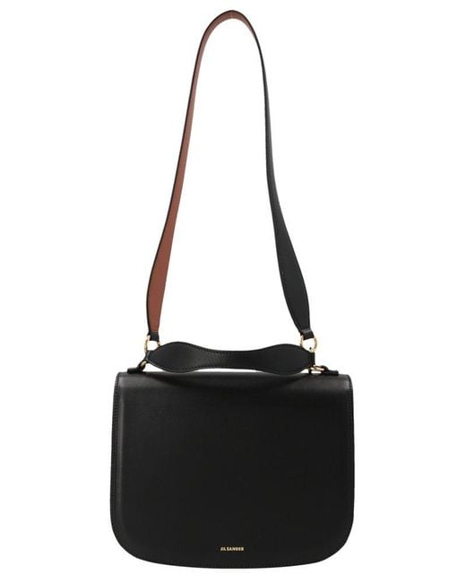 Jil Sander Leather Foldover Medium Crossbody Bag in Black Lyst Canada