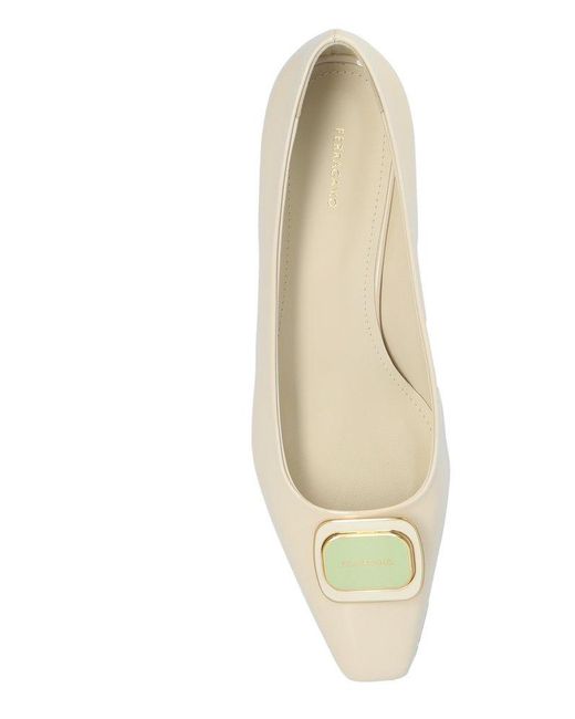 Ferragamo Natural New Vara Plate Pumps