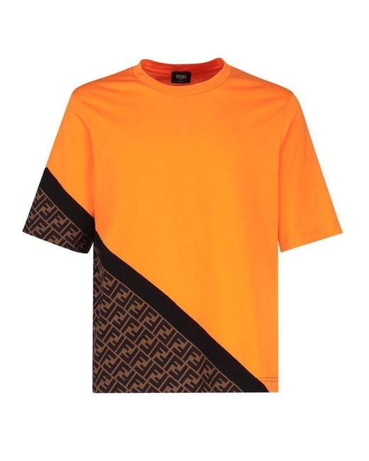 Fendi Orange Jersey Crewneck T-shirt for men