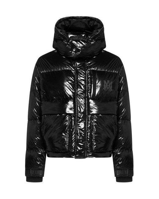 Amiri Black Hooded Glossy Nylon Down Puffer Jacket