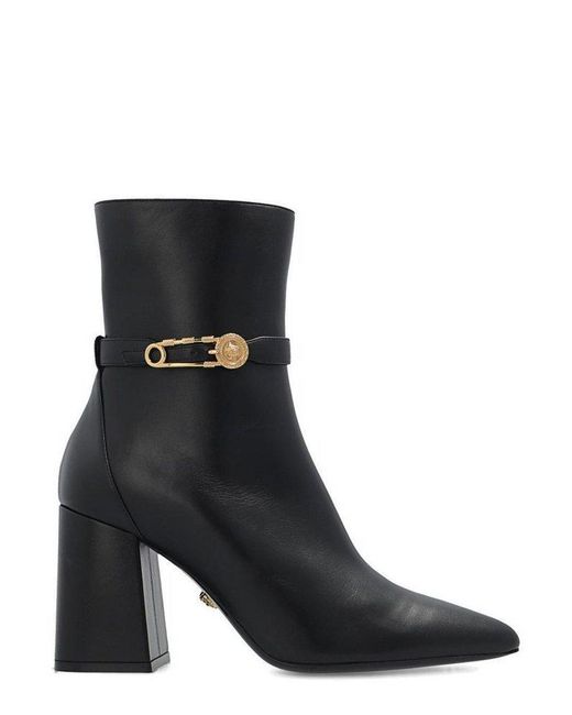 Versace Safety Pin Heeled Ankle Boots in Black Lyst