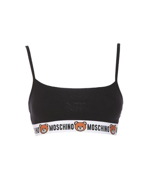 Moschino Black Logo Tape Bra