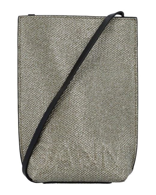 Ganni Gray Small Glitter Banner Crossbody Bag