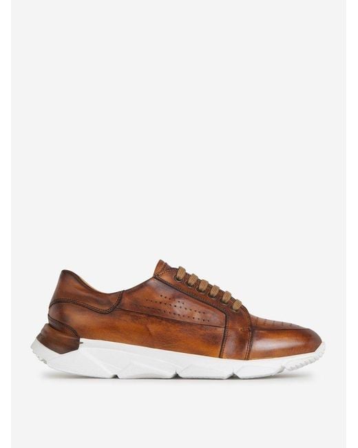 Bontoni Brown Piuma Lace-Up Sneakers for men