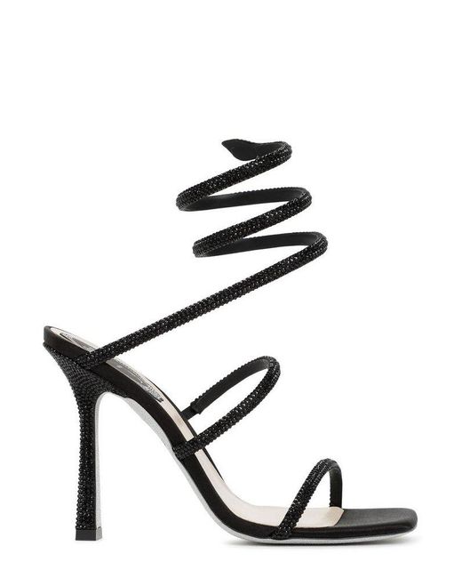 Rene Caovilla Cleo 105 Crystal Embellished Sandals in Black | Lyst