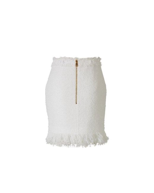 Balmain White Textured Mini Skirt