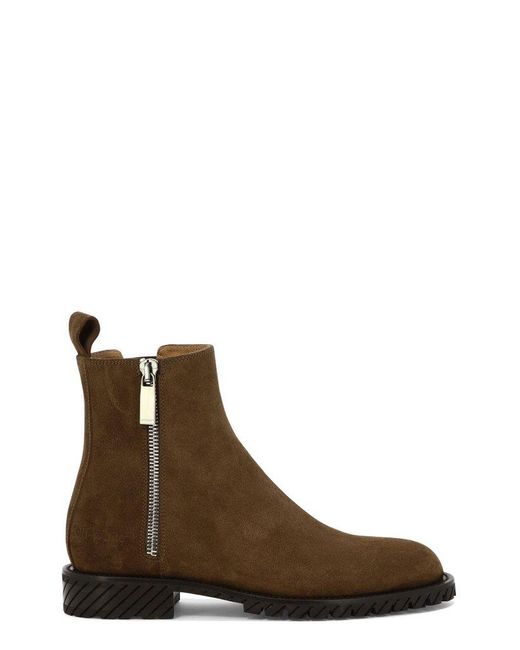 Off-White c/o Virgil Abloh Brown Zip Detailed Ankle Boots for men