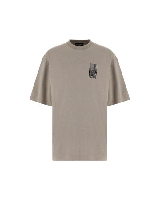 Balenciaga Gray Barcode Oversized T-shirt for men