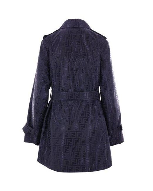 Fendi Blue Ff Jacquard Belted-waist Trench Coat