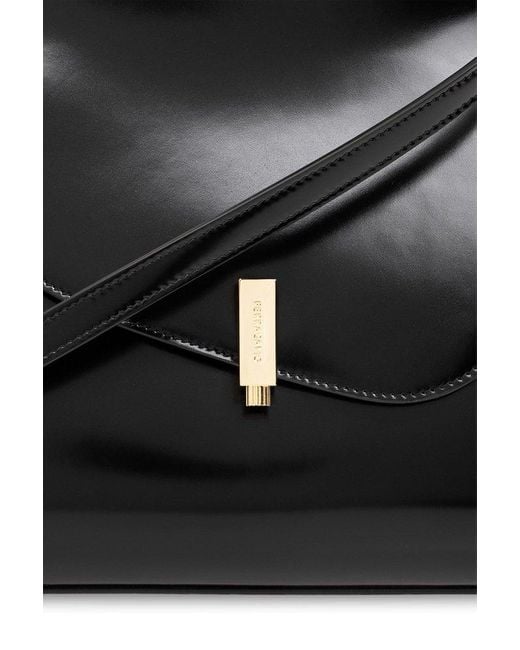 Ferragamo Black Prisma Glossed-leather Tote