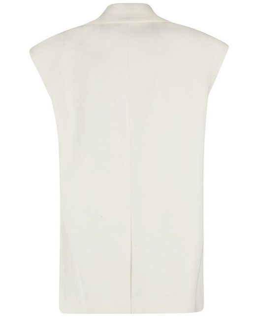 Isabelle Blanche White Single-Breasted Sleeveless Blazer