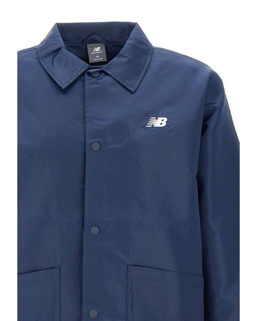 New Balance Blue Long-Sleeved Logo Detailed Jacket for men