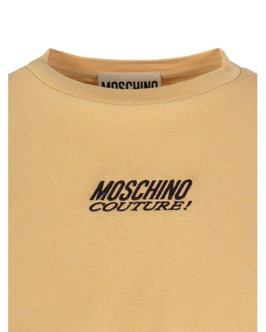 Moschino Natural Logo-embroidered Crewneck T-shirt for men
