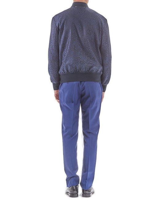 Paul Smith Blue Leopard Jacquard Bomber Jacket for men