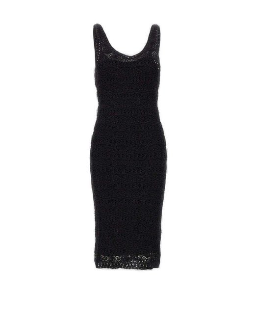 IRO Black Lazza Crochet Knit Dress