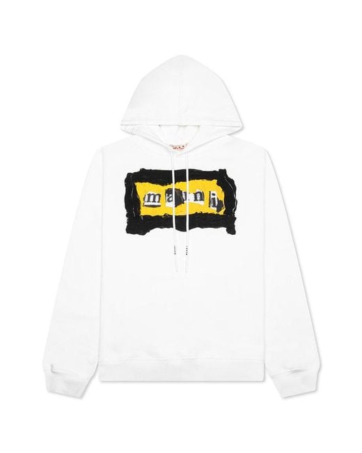 Marni Black Logo Painted Drawstring Hoodie for men