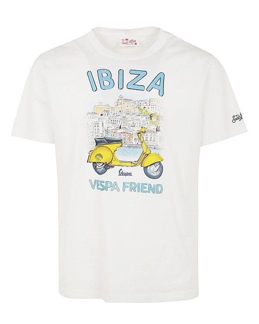 Mc2 Saint Barth White Ibiza Vespa Printed T-Shirt for men
