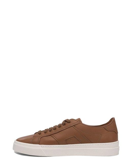 Santoni Brown Round Toe Low-Top Sneakers for men