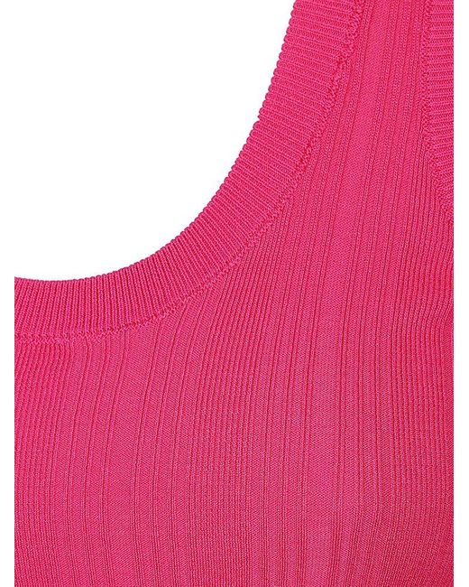 Weekend by Maxmara Pink Slim-fit Ribbed-knit Sleeveless Top