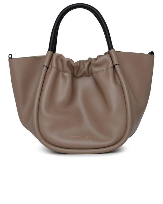 Proenza Schouler Brown Ruched Bag In Beige Leather
