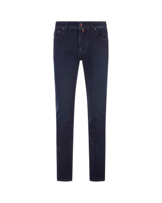 Jacob Cohen Blue Logo-patch Straight-leg Slim-cut Jeans for men