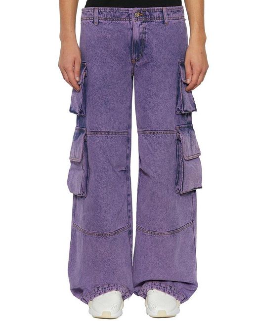 Aries Denim Acid Wash Low Rise Cargo Jeans in Purple for Men | Lyst