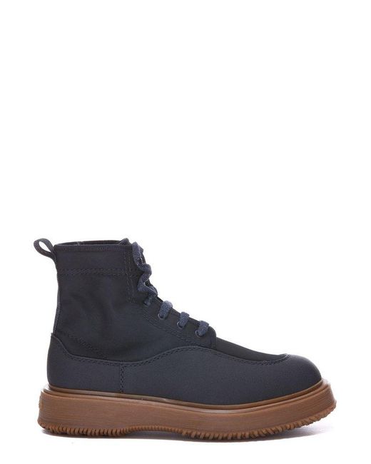 Hogan Blue Untraditional Lace-up Ankle Boots for men
