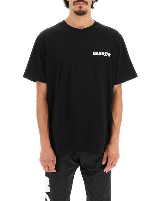 Barrow Black Logo-printed Crewneck T-shirt for men