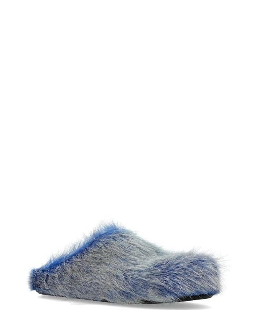 Marni Blue Long Hair Fussbett Sabots