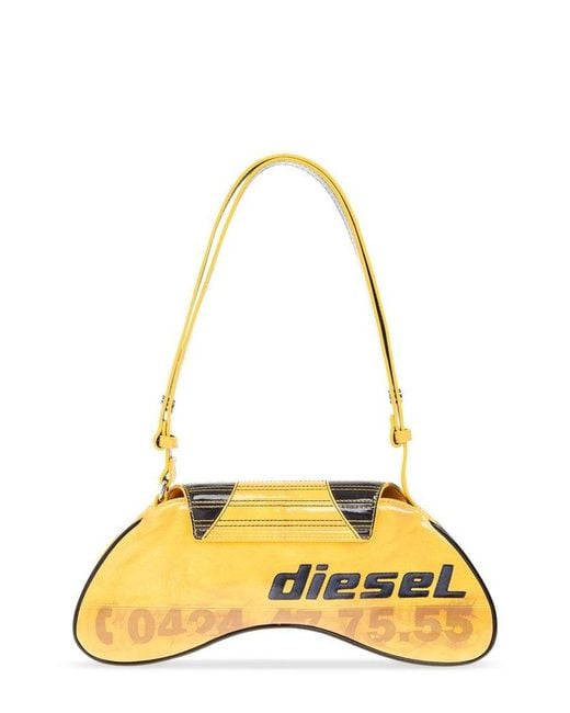 DIESEL Yellow Play-glossy Crossbody Bag With Biker Details
