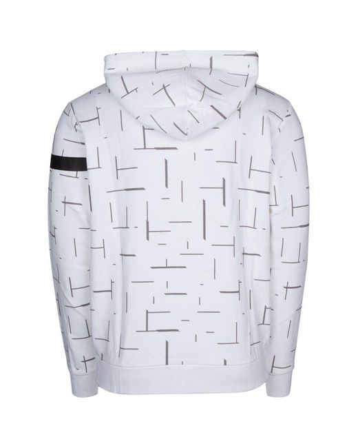 Boss White Logo Striped Zip-up Hoodie for men