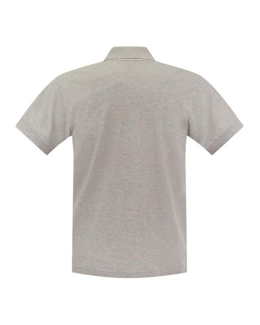 Lacoste Logo-embroidered Short-sleeved Polo Shirt in Gray for Men | Lyst