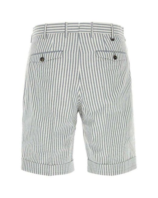 PT Torino Gray Striped Tailored Shorts for men