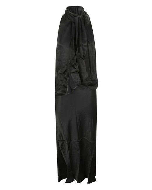Marques'Almeida Black Halterneck Draped Dress