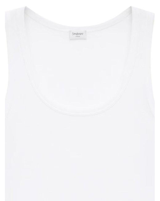 Tシャツ・カットソー SAINT LAURENT Cassandre certified cotton top Bianco Saint Laurent Cassandre Certified Cotton Top in White | Lyst