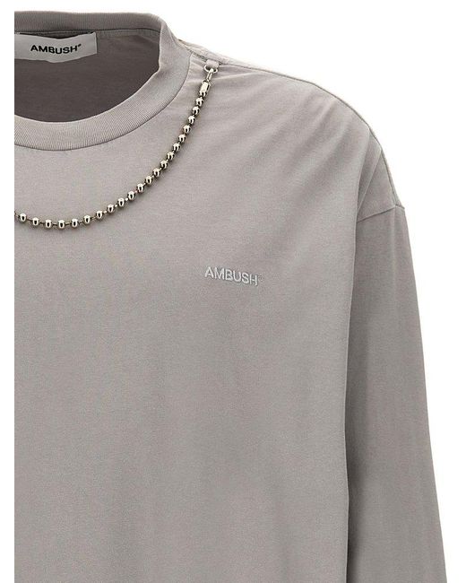 Ambush Gray Ballchain Embellished Crewneck Sweatshirt for men