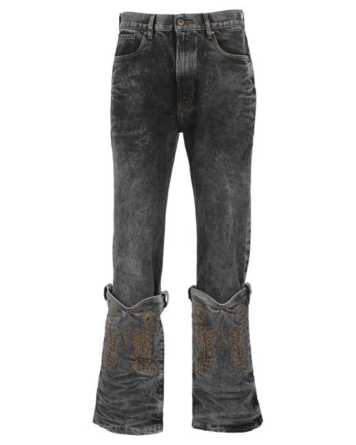 Y. Project Black Cowboy Cuff Jeans for men