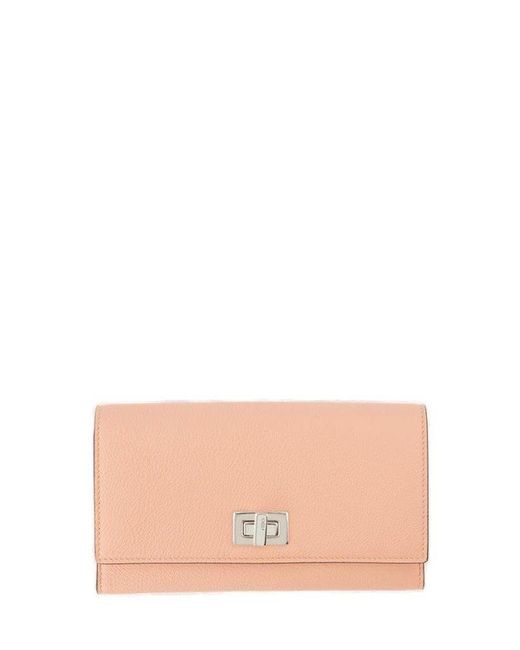 Fendi Pink Logo Plaque Continental Wallet
