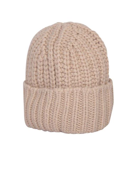 Moncler Natural Beanie With Logo,