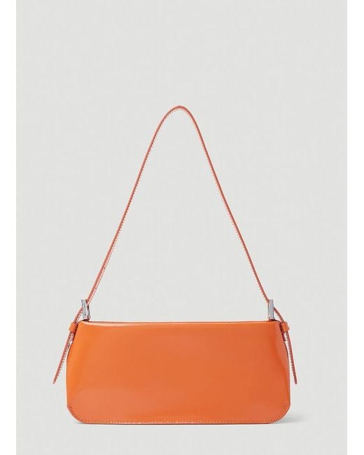 By Far Orange Dulce Semi Patent Leather Shoulder Bag