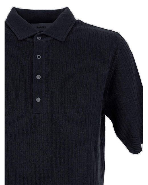 Lardini Blue Ribbed Short Sleeved Polo Shirt for men
