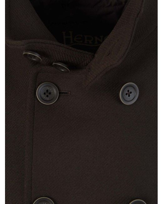 Herno Black Wool Coat for men